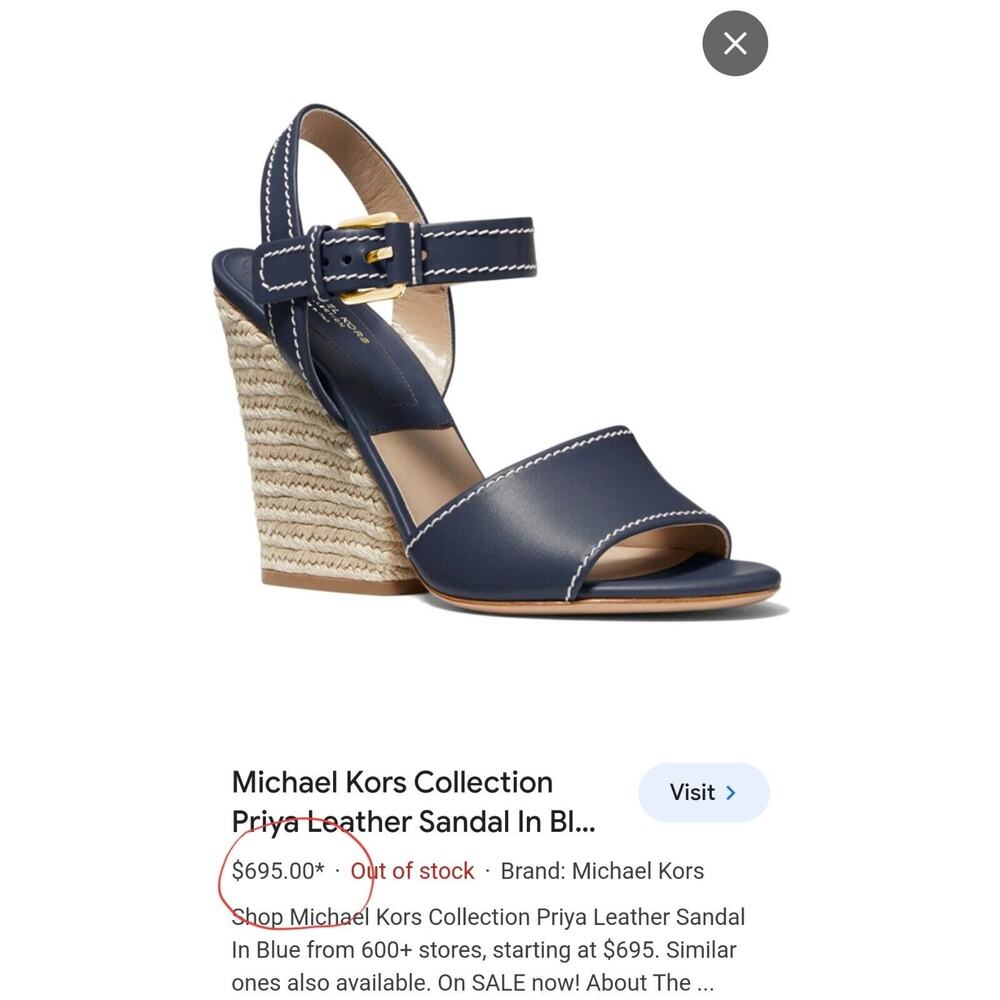 Michael Kors Collection Priya Sandals Blue Leather Size 39